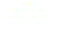 WHAT  PEOPLE ARE SAYING ABOUT  OUR SERVICE